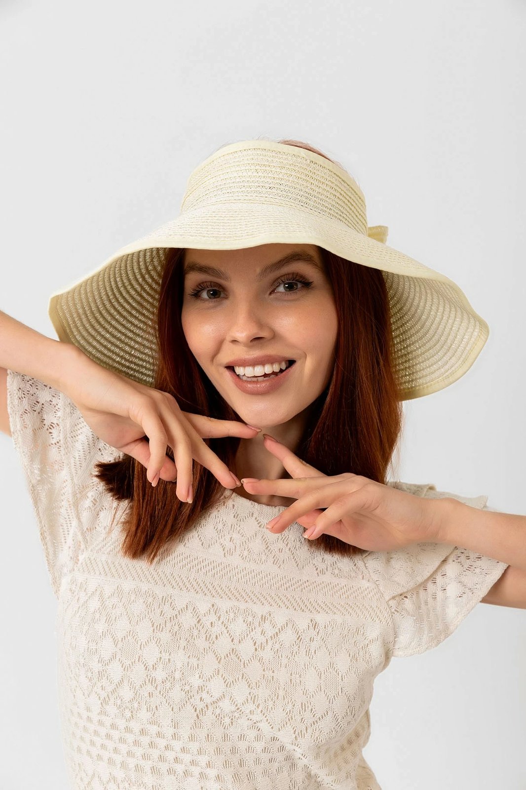 Kapelë verore për gra, ngjyrë krem, Jumeon, Hsr2080