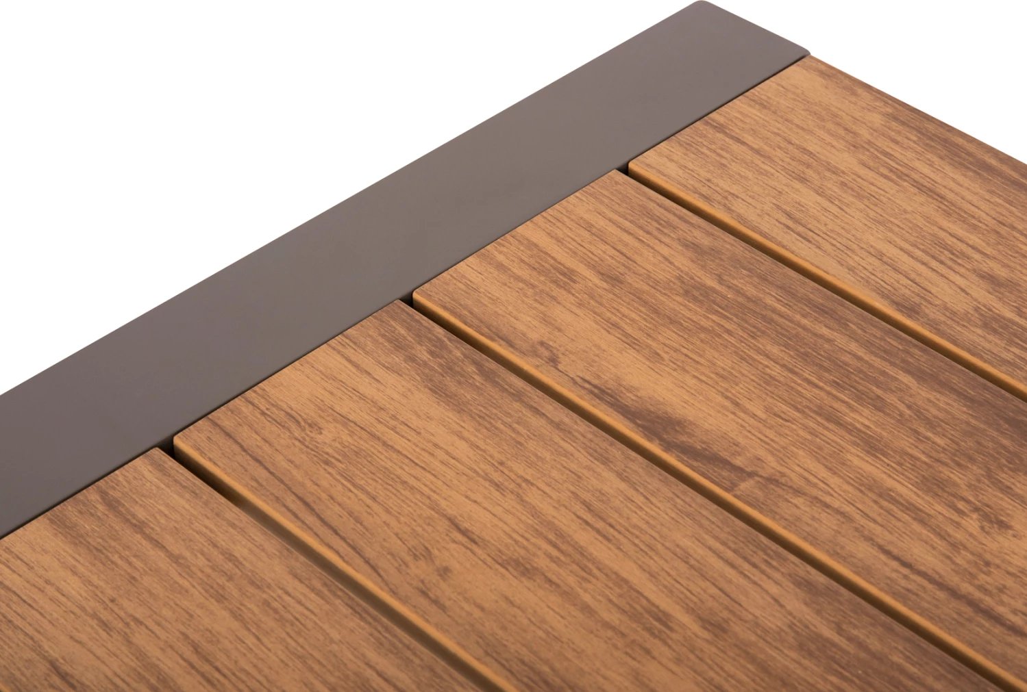 Tavolinë ngrënieje për jashtë GOYA, alumini, ngjyrë shampanjë & sipërfaqe tavoline polywood, 160x80x75 cm