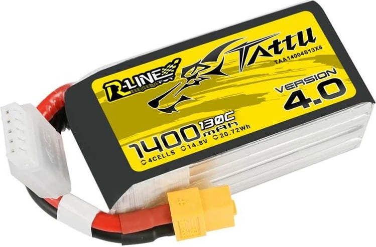 Bateri LiPo Tattu R-Line 4.0, 1400mAh, 14.8V, 130C, XT60