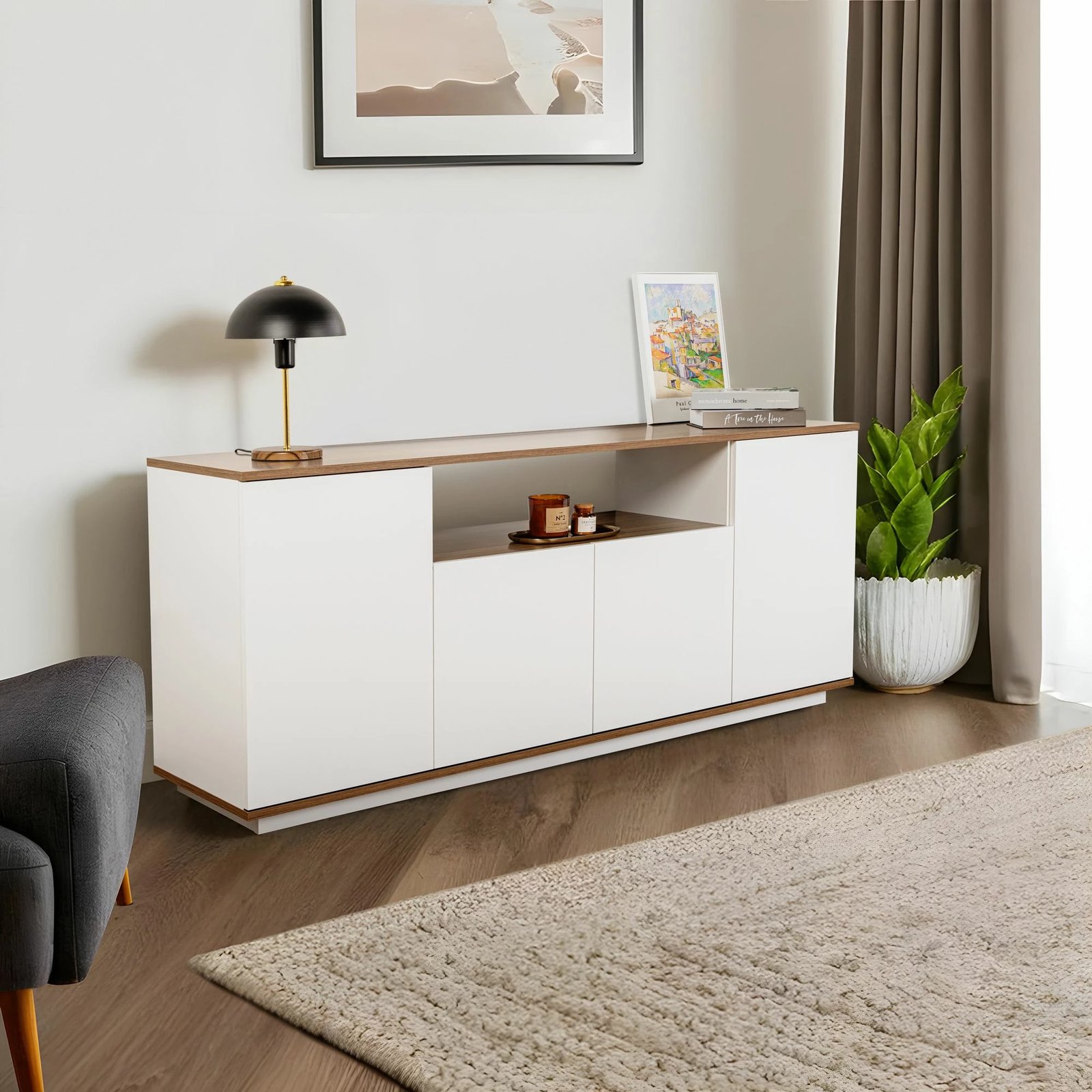 Konsolë Skye Decor, e bardhë, arrë, Arista