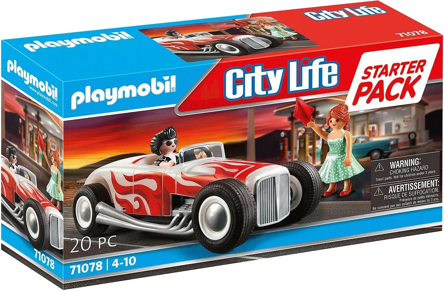Set lodrash Playmobil City Life Starter Set Hot Rod 71078, 20 pjesë