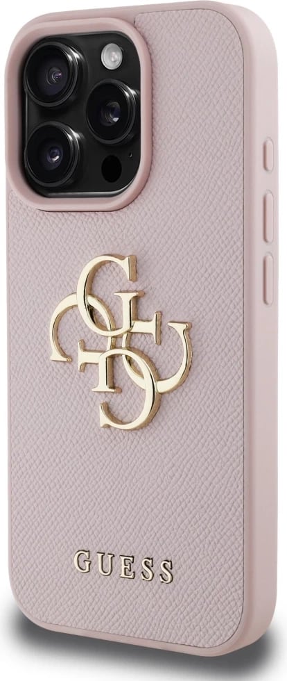 Mbështjellës Guess Grained Big 4G Logo Small Classic Logo për iPhone 16 Pro Max, Rozë Mbështjellës Guess Grained Big 4G Logo Small Classic Logo për iPhone 16 Pro Max, Rozë