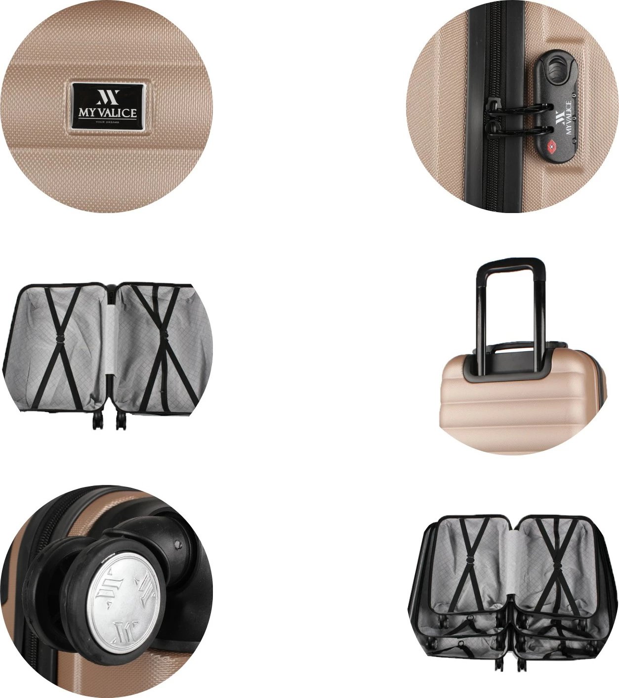 Set valixhesh (2 copë), ngjyrë ari, Zoozie Bags, 6483