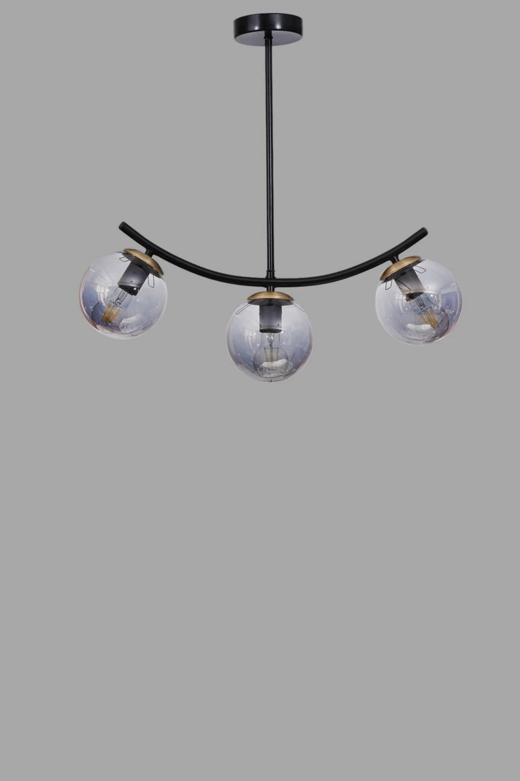 Llambë tavani Opviq, metal dhe xham, gri e zezë, 9010-8