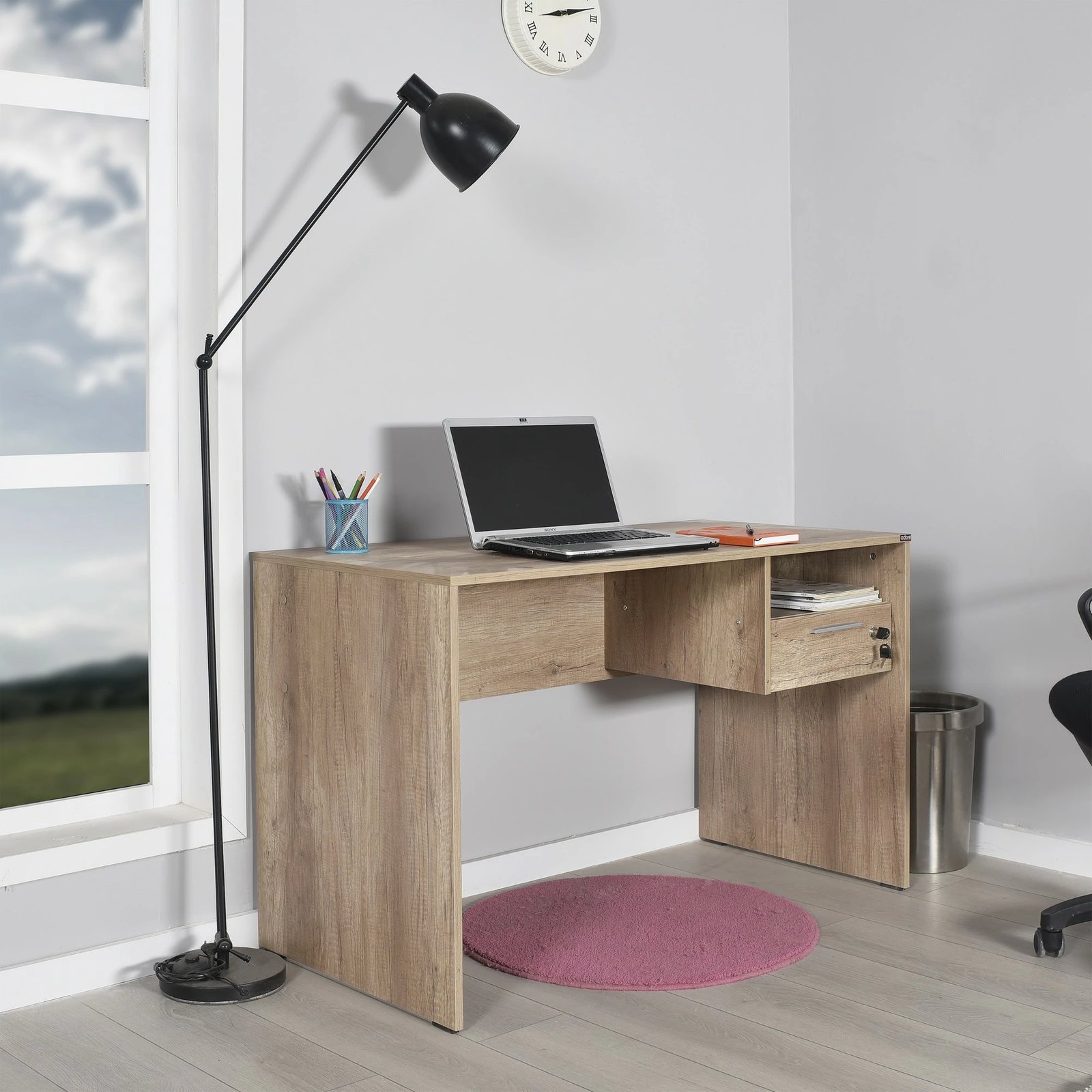 Tavolinë studimi Hanah Home, Cms-510-Tt-1, ngjyrë arrë e çelët