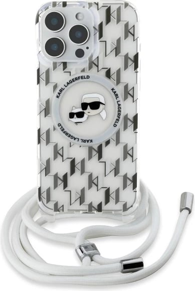 Mbështjellës Karl Lagerfeld IML Crossbody Monogram Karl & Choupette Head MagSafe për iPhone 16 Pro Max, Transparent