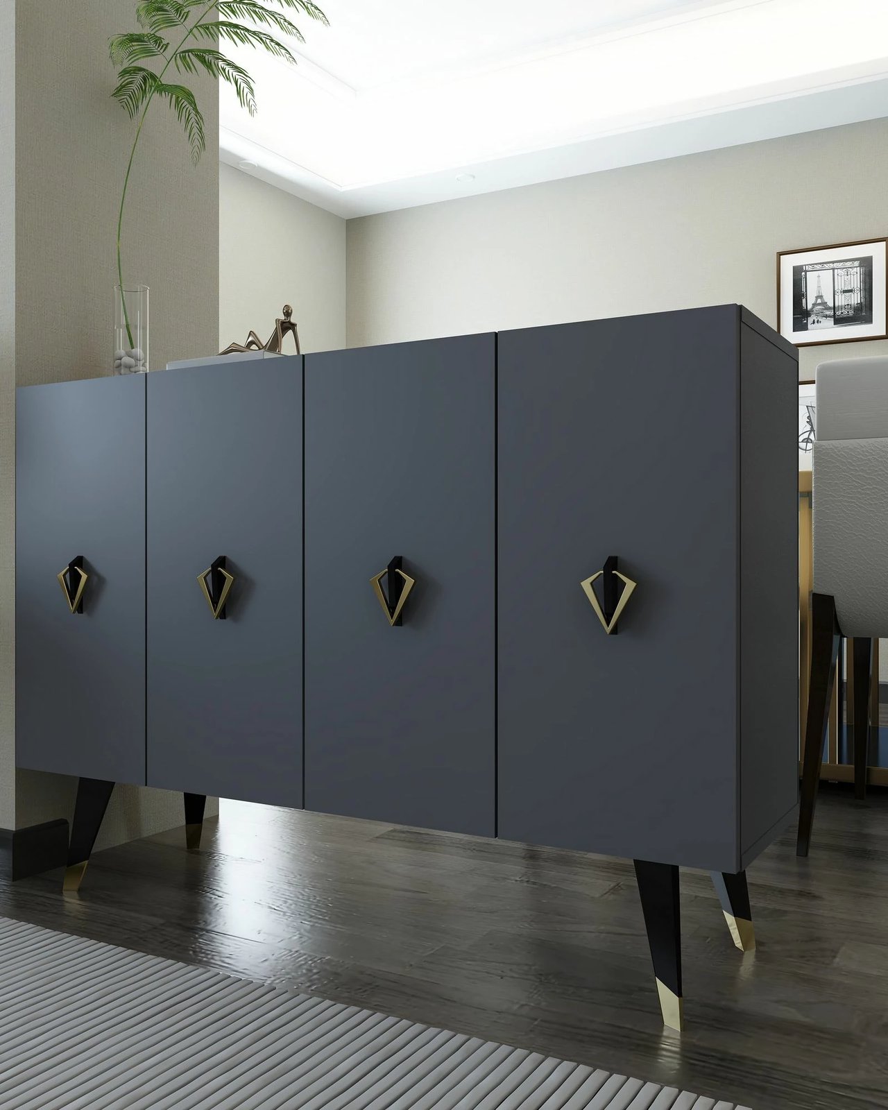 Konsol Skye Decor, anthracite, e zezë, e artë, 8164KM-32