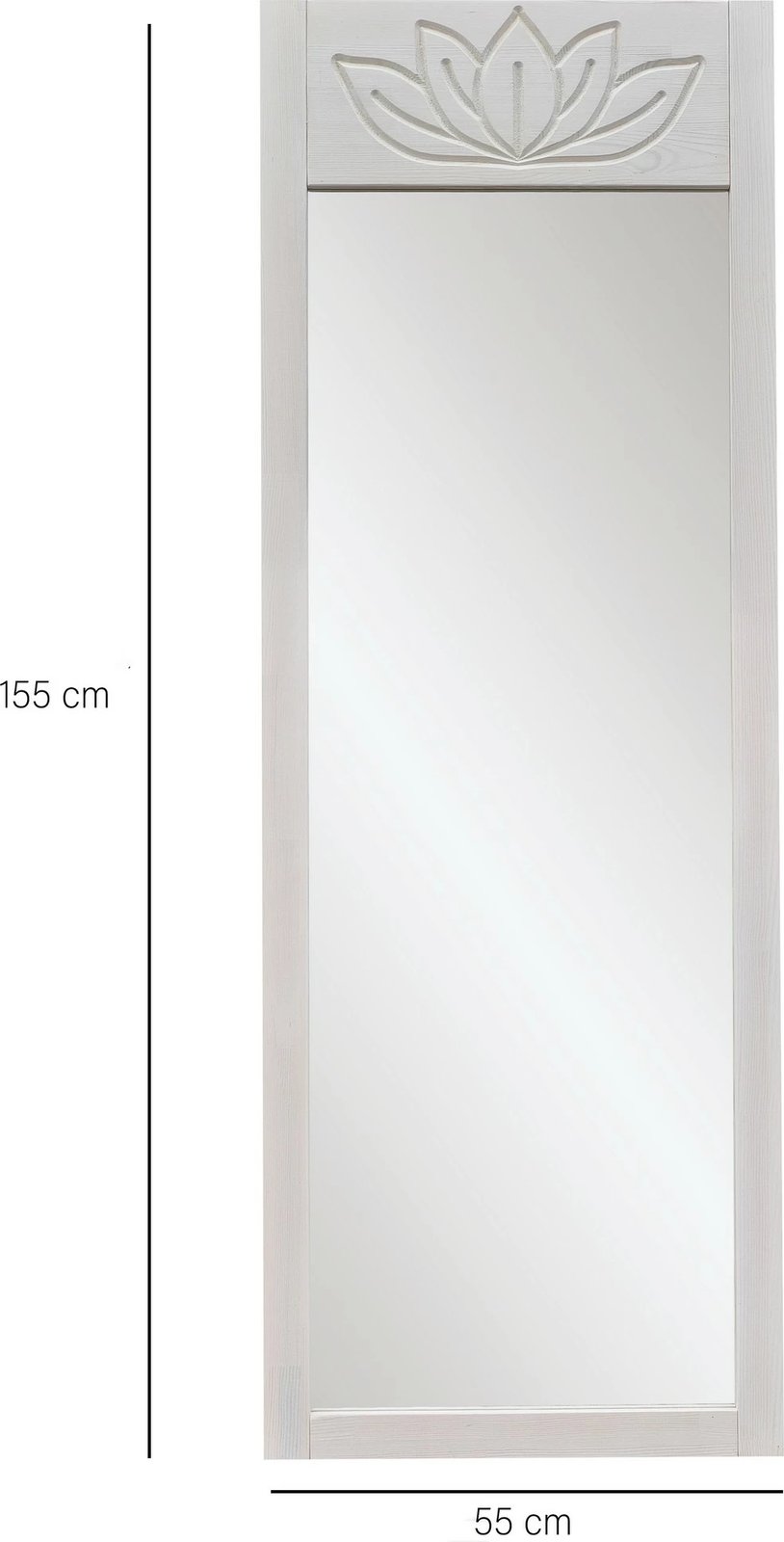 Pasqyrë Cheval Skye Decor, dru i bardhë, motiv lule lotus