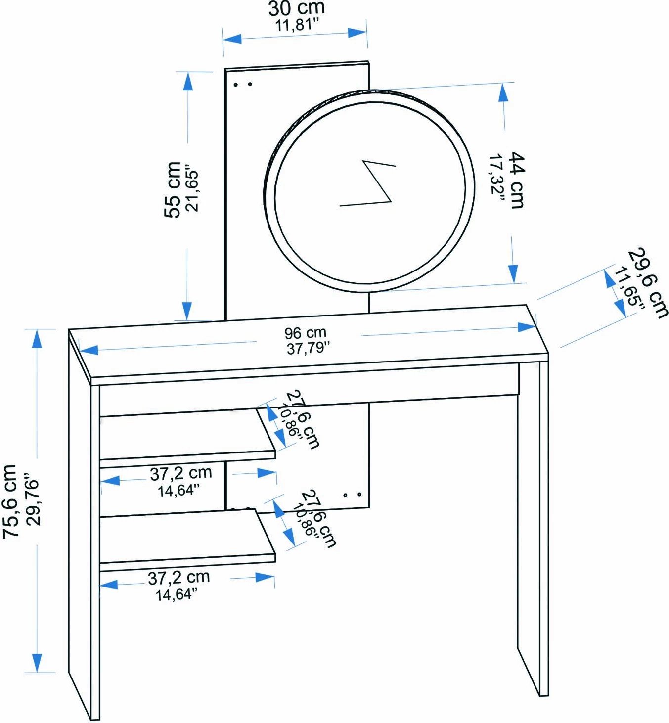 Tavolinë grimi Hanah Home, Dali, ngjyrë safir dhe e bardhë