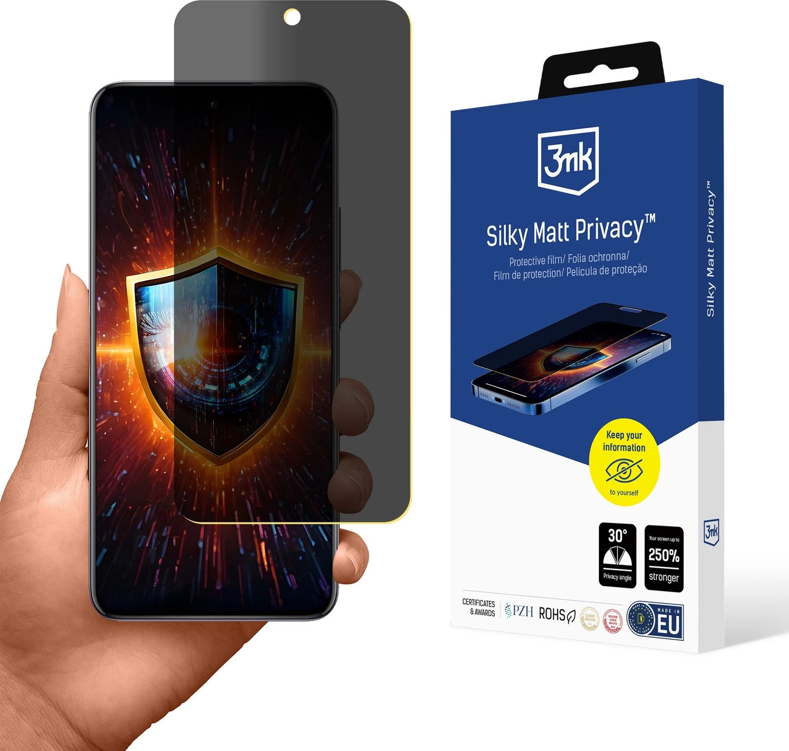 Mbështjellës ekrani 3mk Silky Matt Privacy për Oppo Reno 12 Pro, mat, me funksion privatësie