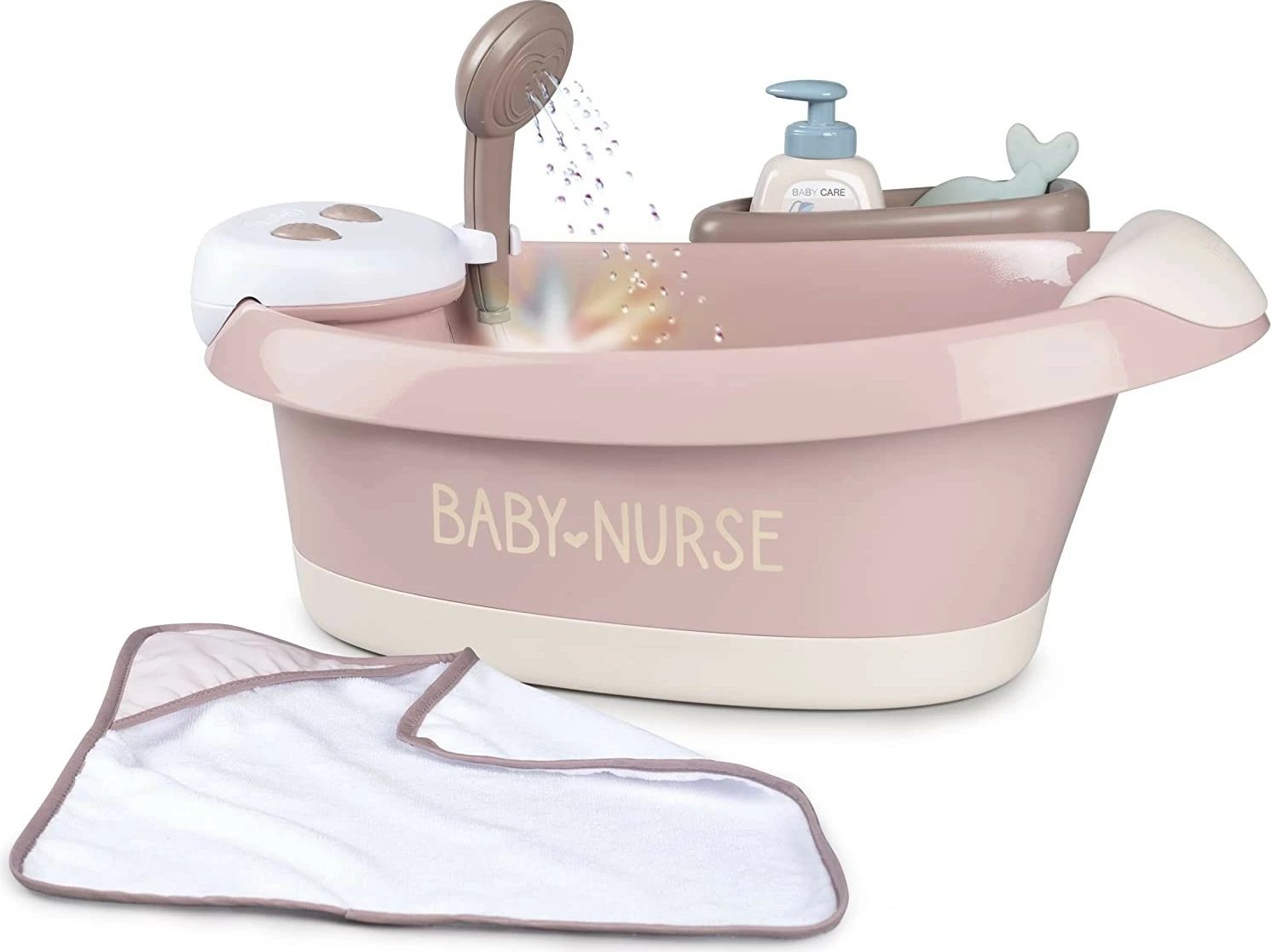 Vaskë lodër Baby Nurse Smoby 7600220368 me hidromasazh dhe dritë, bezhë/rozë/e bardhë, set aksesorësh