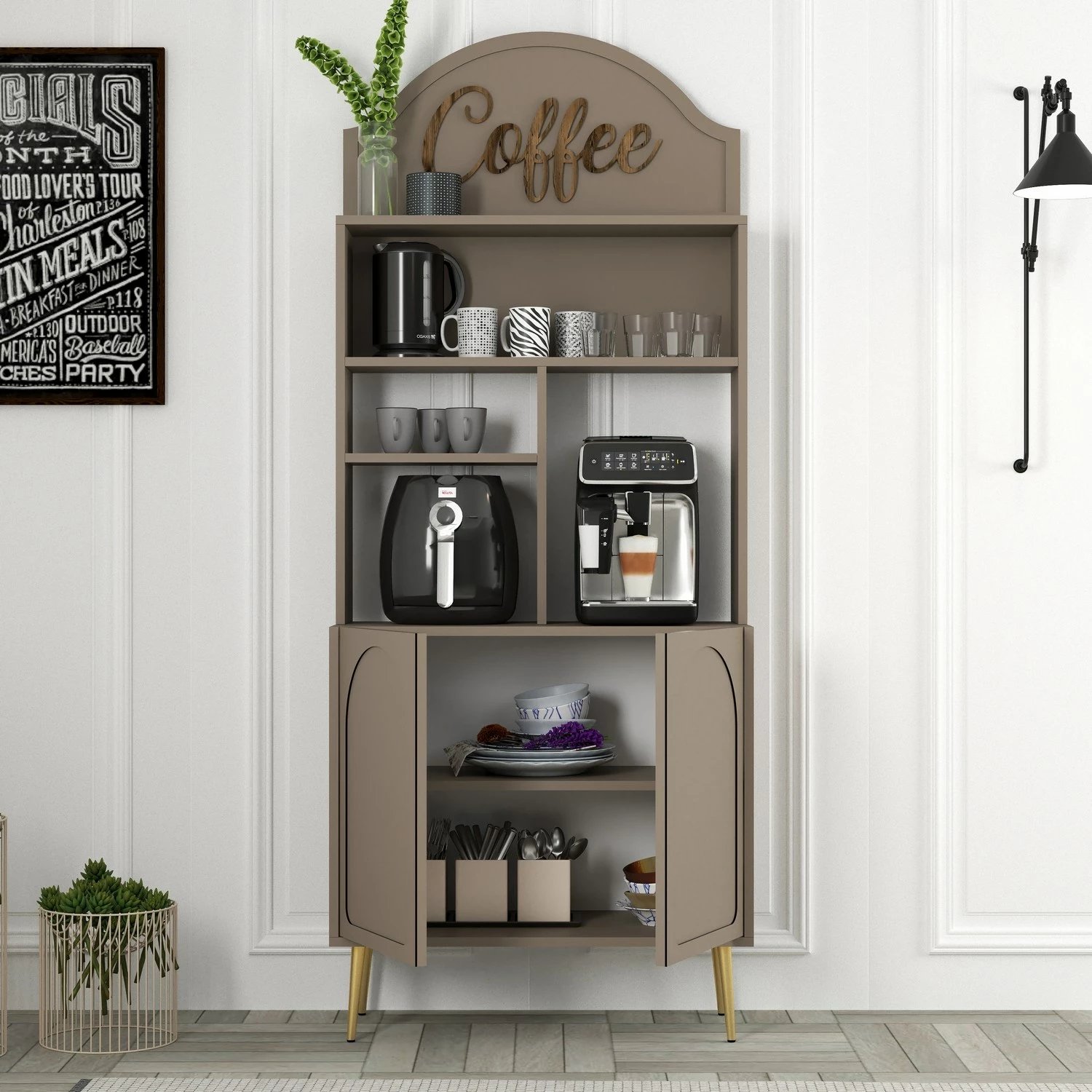 Dollap për kafe, ngjyrë Atlas dhe ari, Skye Decor, 80 cm