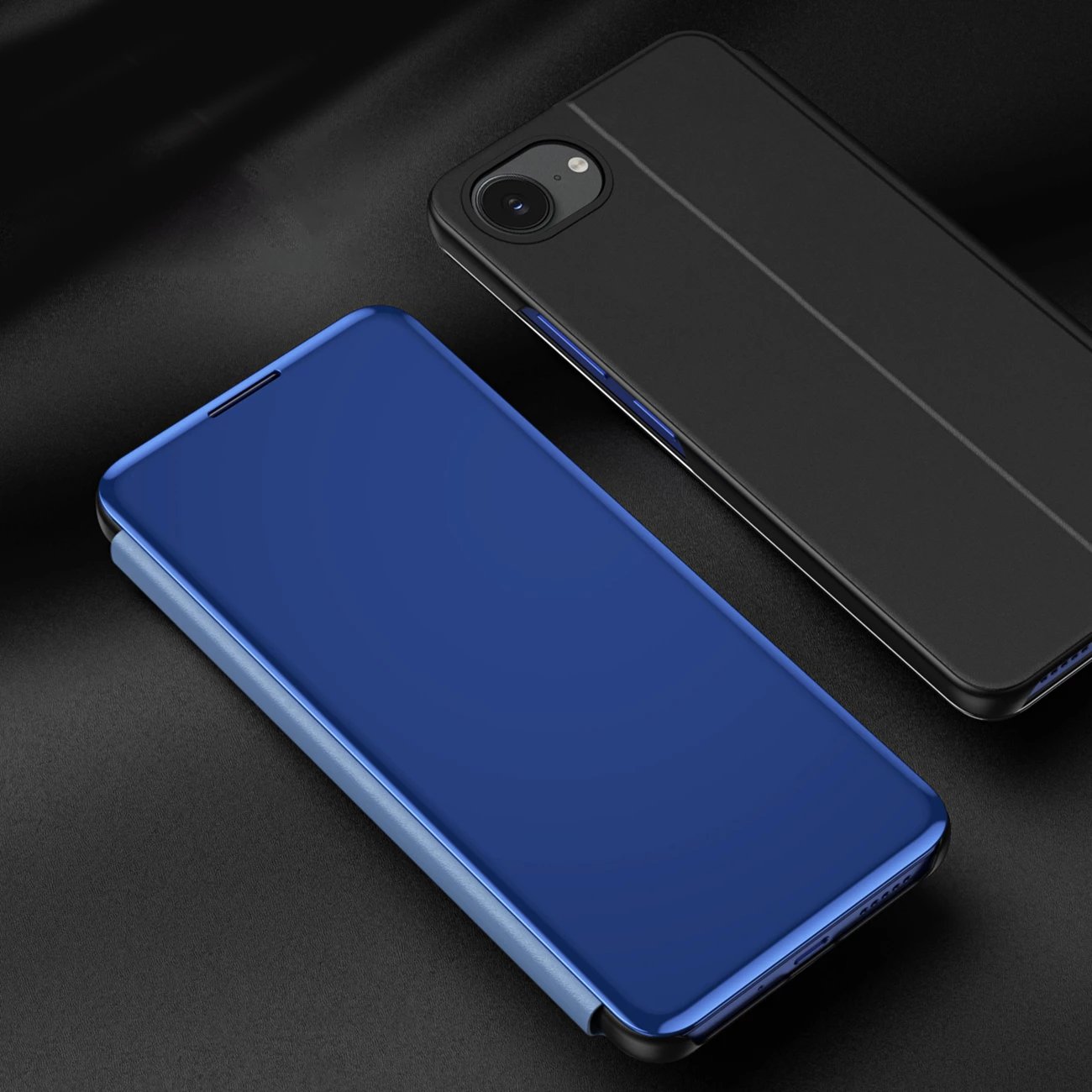 Mbështjellës Hurtel Clear View Case për iPhone 16e, me kapak, Blu