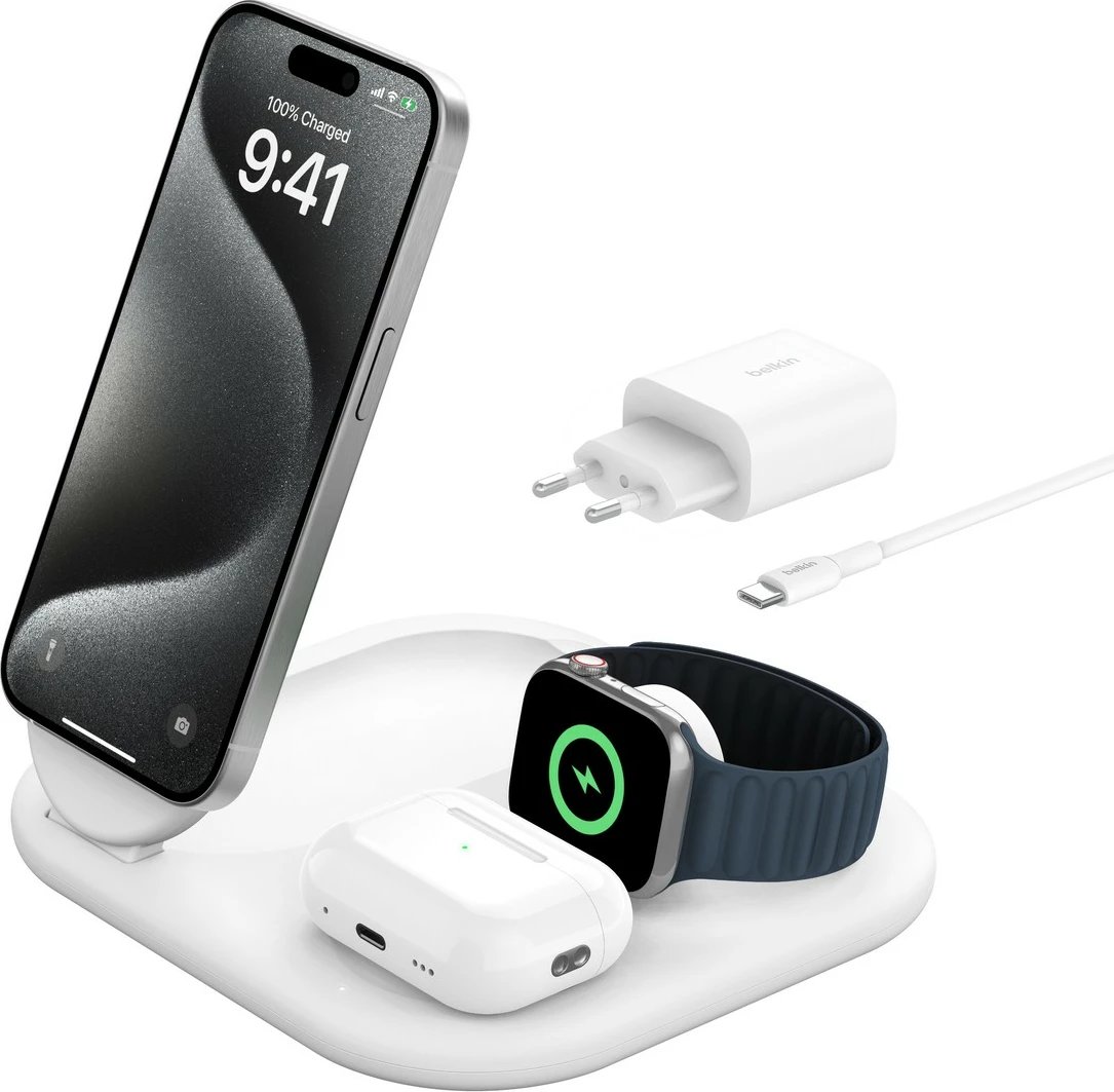 Karikues wireless Belkin BoostCharge, USB, 1.5 m, Bardhë