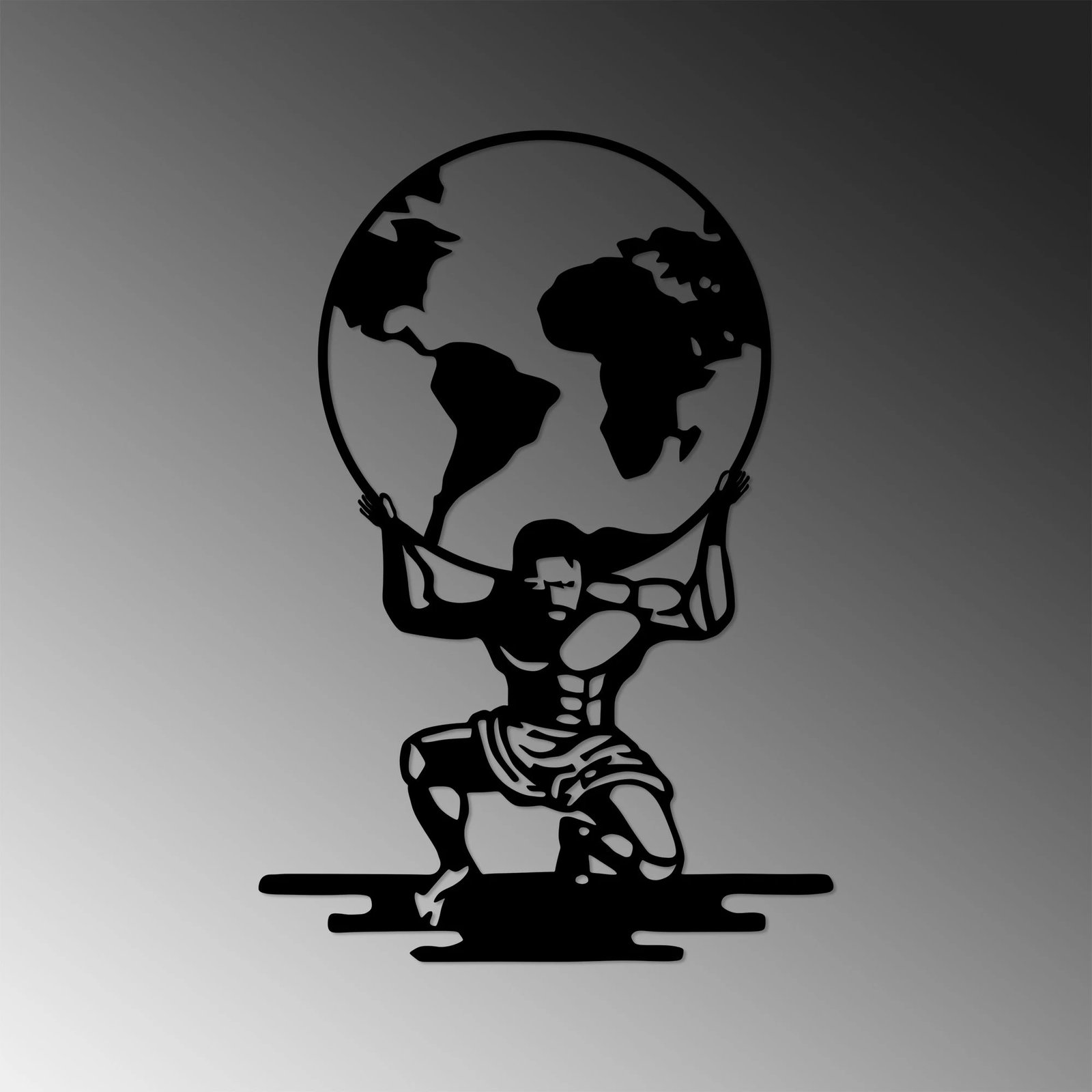 Aksesor dekorativ metalik për mur, Wallity Atlas - 461, ngjyrë e zezë, 49x70cm