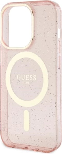 Mbështjellës Guess GUHMP14LHCMCGP për iPhone 14 Pro 6.1", Glitter Gold MagSafe, Rozë Mbështjellës Guess GUHMP14LHCMCGP për iPhone 14 Pro 6.1", Glitter Gold MagSafe, Rozë