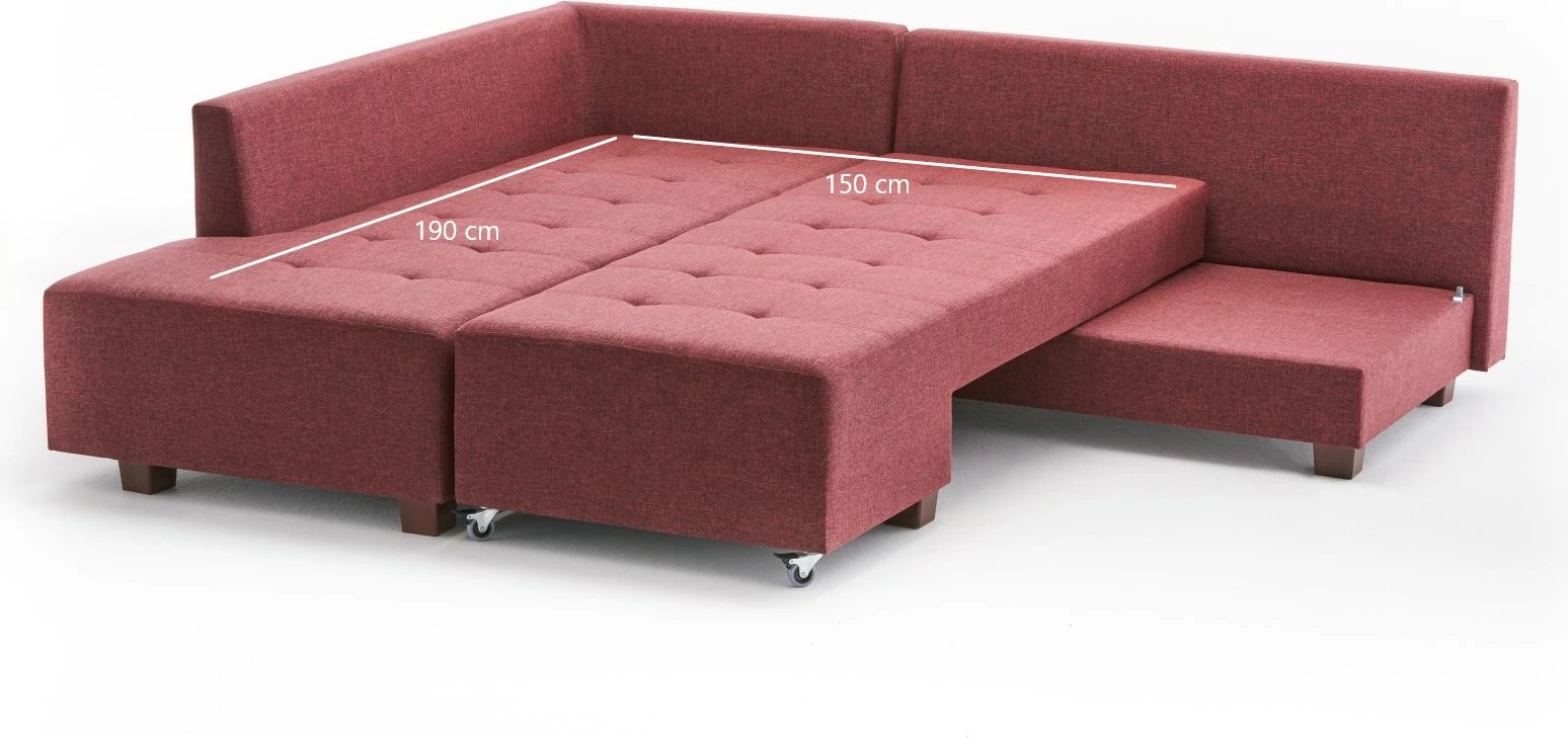 Kënd-sofë krevati, ngjyrë e kuqe e thellë (claret red), Atelier del Sofa, kënd majtas
