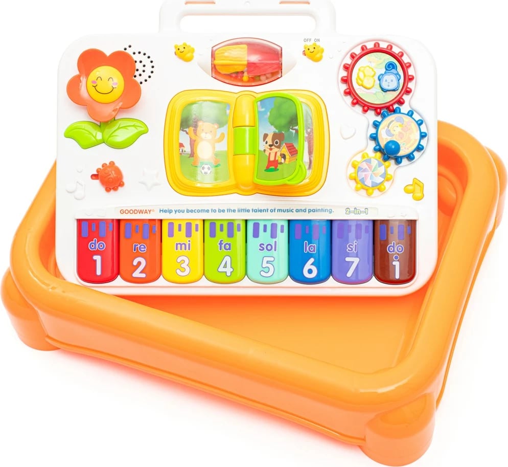 tryezë edukative muzikore 3‑në‑1, BABY MIX, Multifunctional Musical Learning Table, me piano dhe dërrasë magnetike, 18m+, shumëngjyrëshe