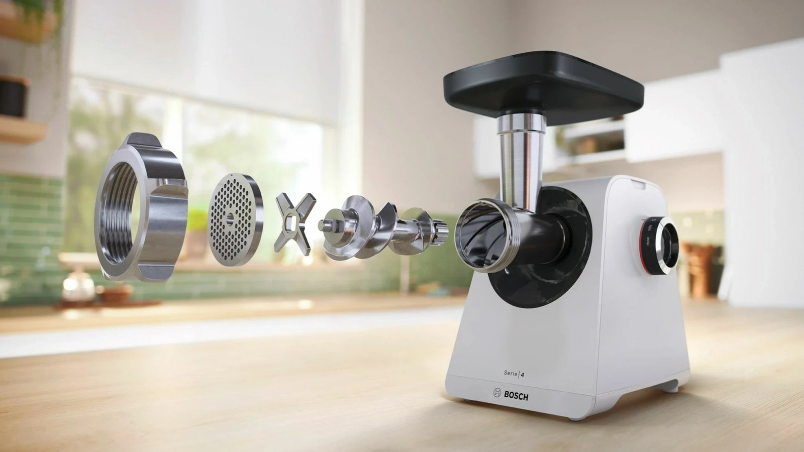 Makinë mishi Bosch Serie 4 MFWS420W, 1900 W, Bardhë, Zi