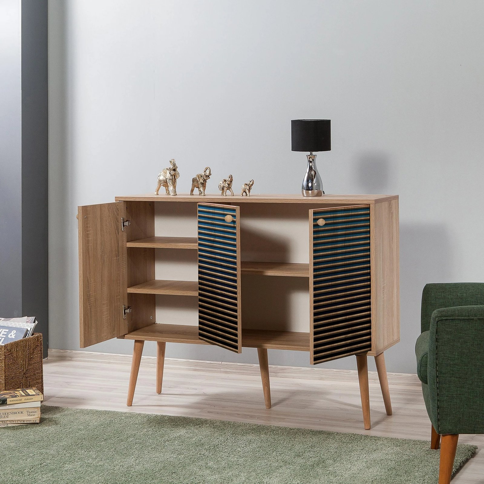 Konsol Hanah Home, Mega-222, ngjyrë lisi Sonoma