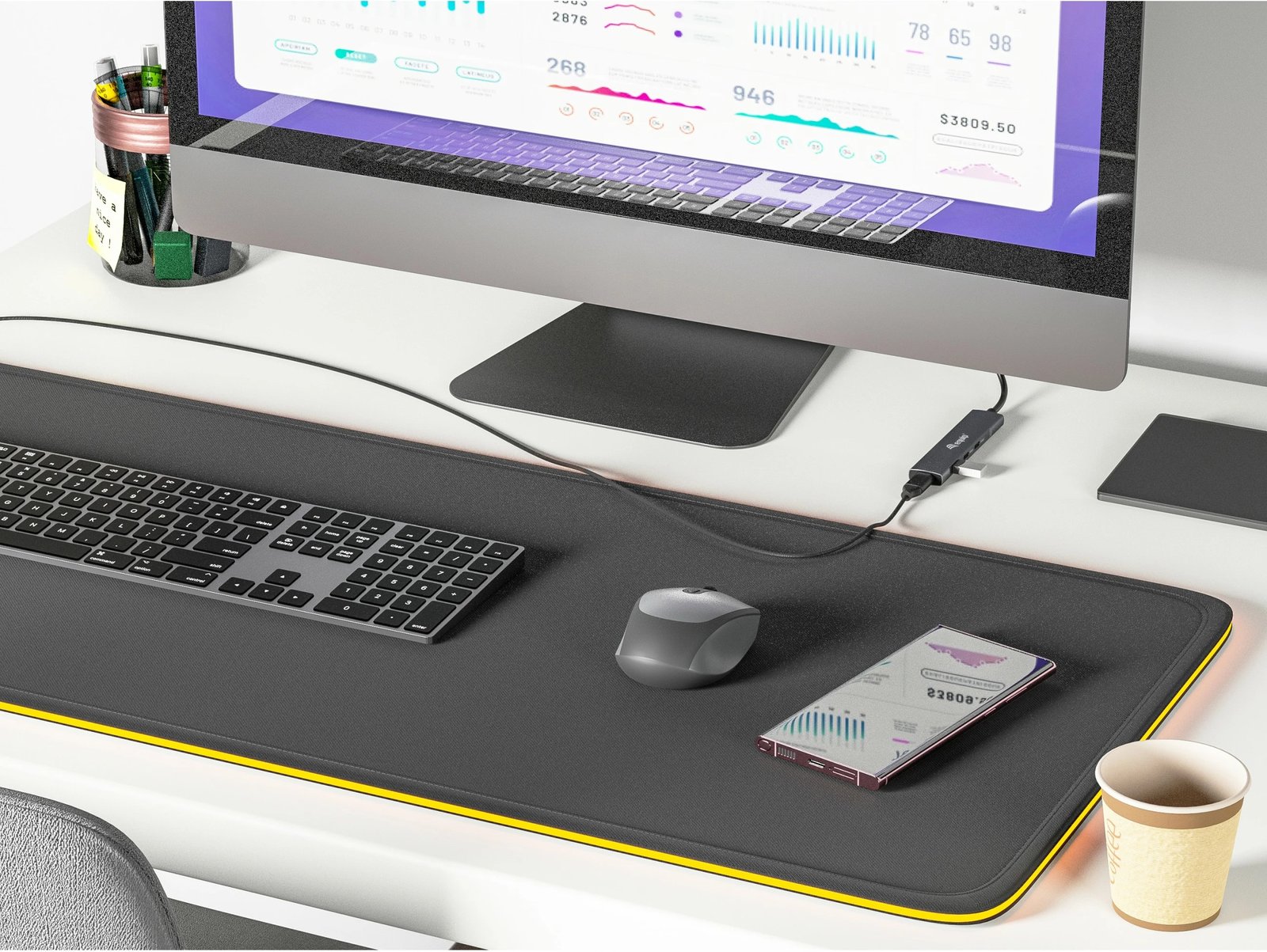 USB hub Equip 4 porte USB 3.2 Gen 1 Type-C, alumini, zi, argjendt, 0.15m