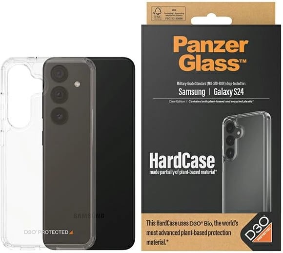 Mbështjellës PanzerGlass HardCase për Samsung Galaxy S24, transparent