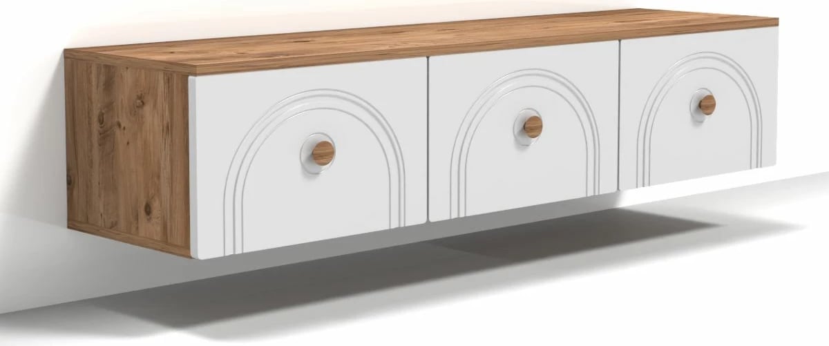 Komodë TV Skye Decor, Norvia 135, ngjyrë Atlantic Pine dhe e bardhë