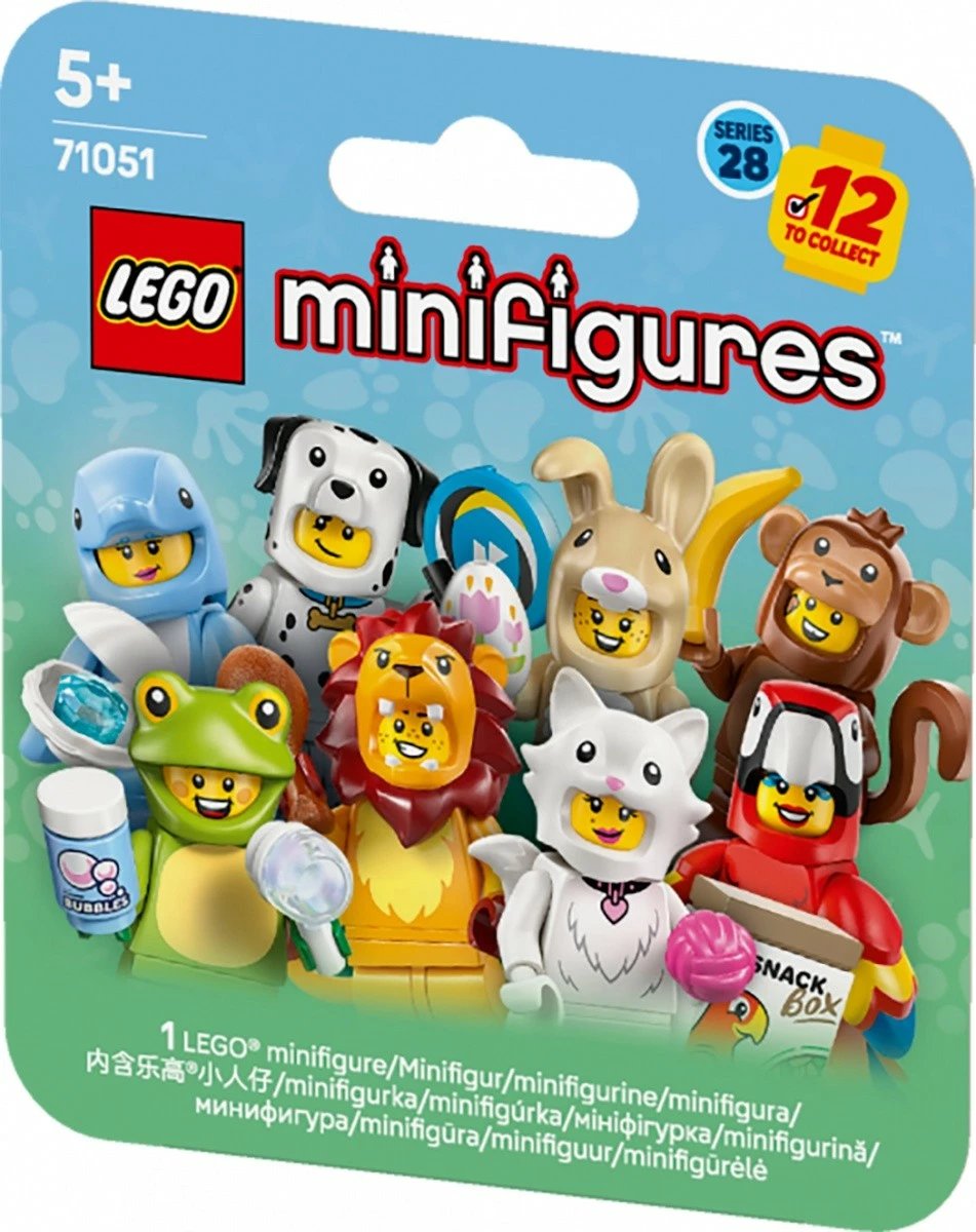 set minifigura LEGO 71051 Minifigures Series 28 Animals, 12 personazhe koleksionuese, display