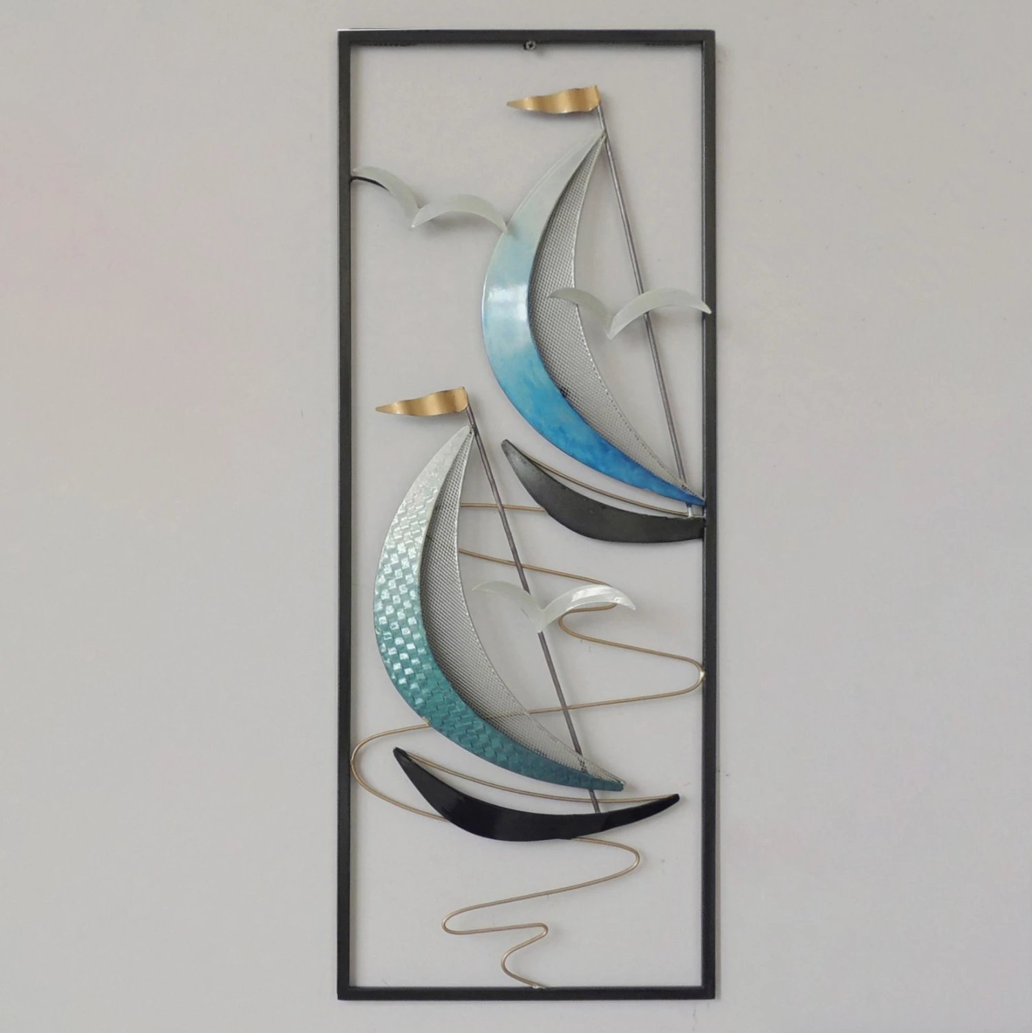 Dekor metalik për mur, FH7185, ngjyrë blu e zezë, 28,5x3x74,5 cm