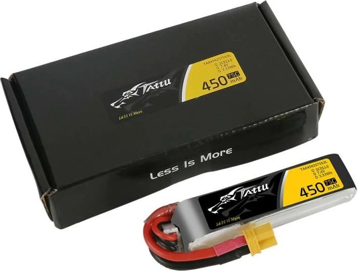 Bateri Tattu 450mAh 7.4V 75C 2S1P Long XT30