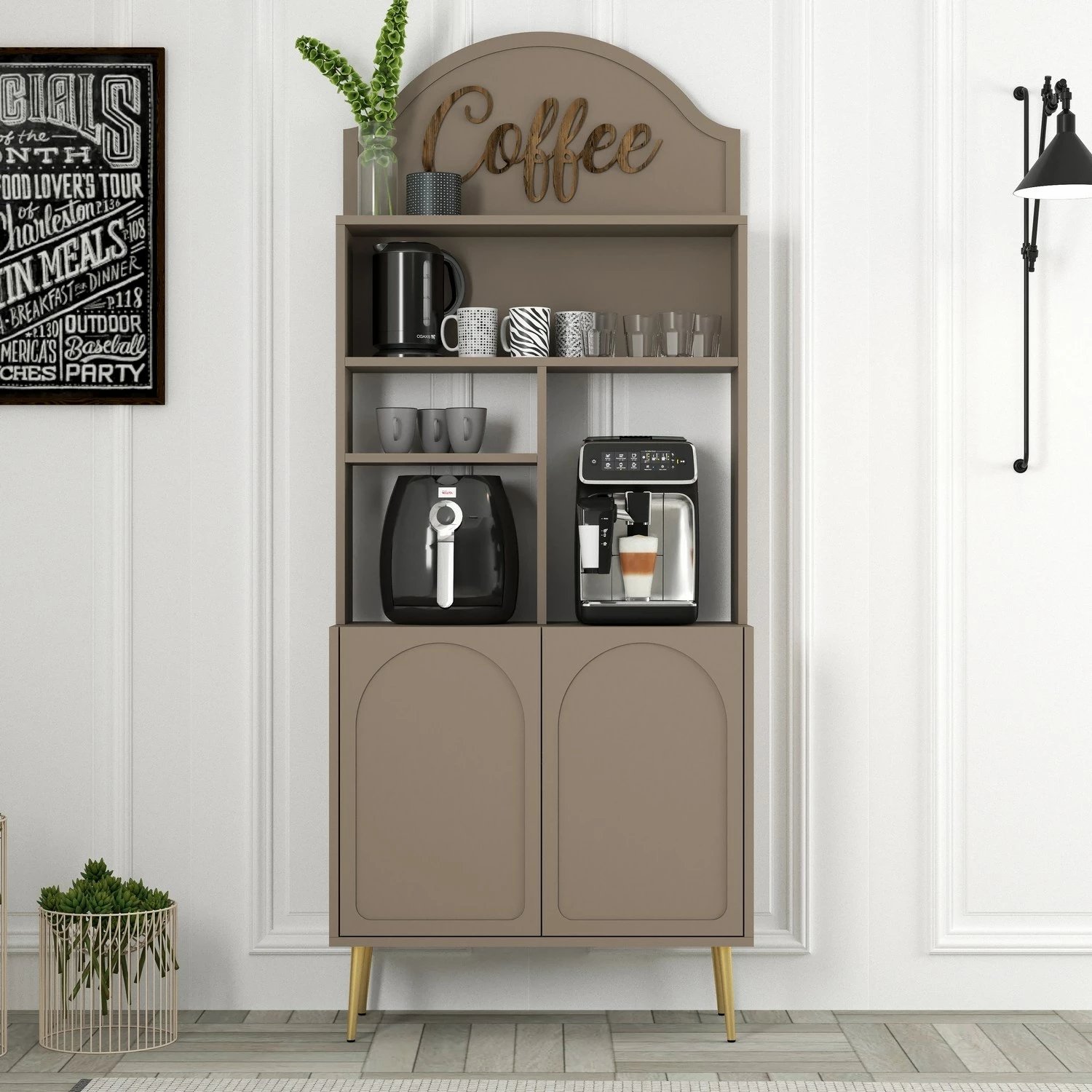 Dollap për kafe, ngjyrë Atlas dhe ari, Skye Decor, 80 cm