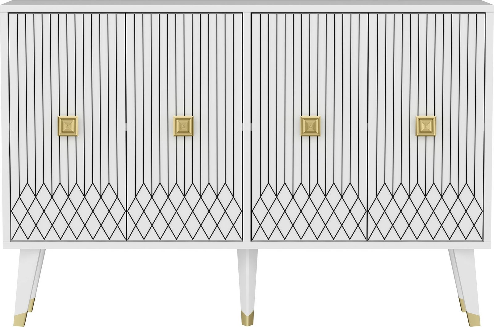 Konsol Hanah Home, e bardhë me të artë, Carbın