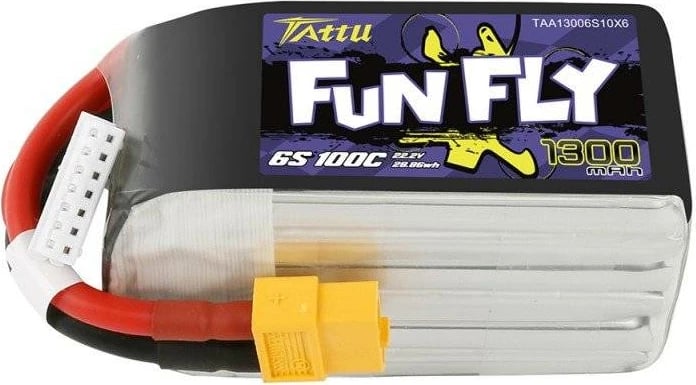 Bateri Tattu Funfly 1300mAh 22,2V 100C 6S1P XT60