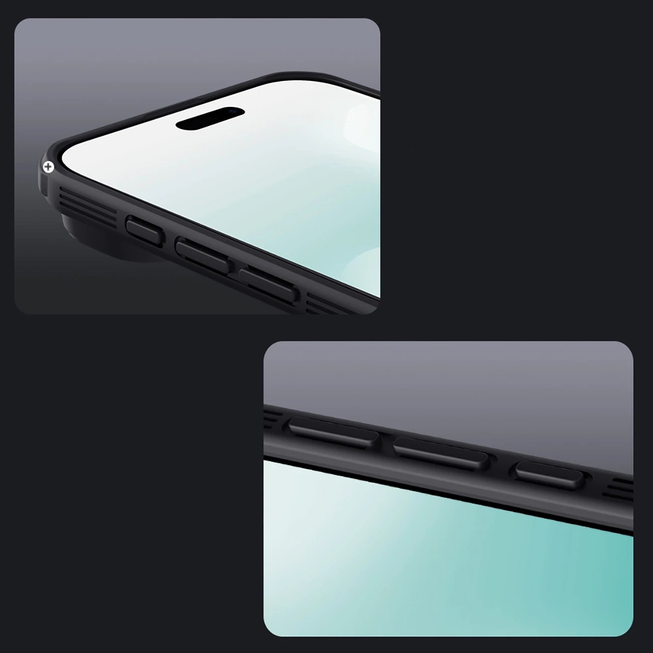 Mbështjellës Nillkin CamShield Pro për iPhone 17 Air, MagSafe, PC+TPU, gjysmë-transparent mat, e zezë transparente