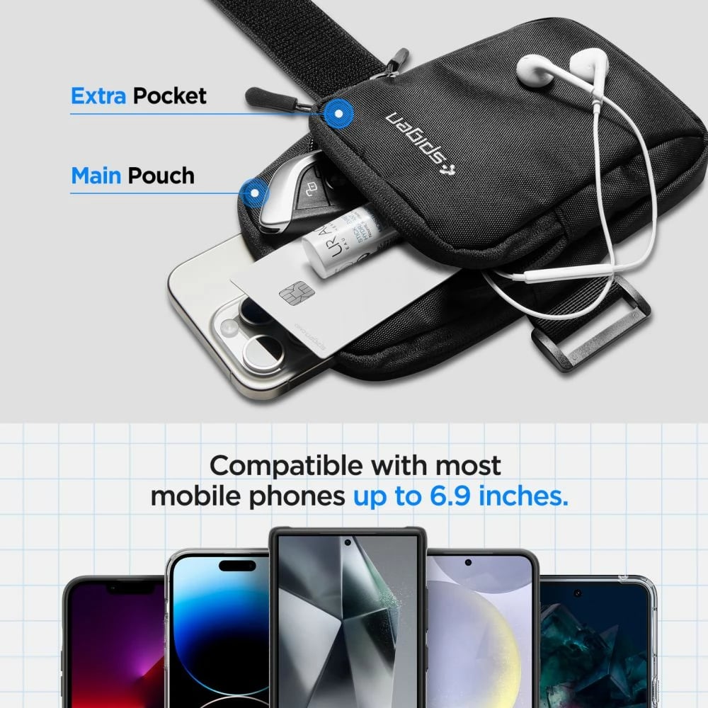 Mbështjellës krahu Spigen Dynamic Shield A702 për celular, i zi Mbështjellës krahu Spigen Dynamic Shield A702 për celular, i zi