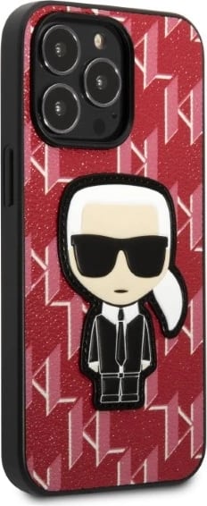 Mbështjellës Karl Lagerfeld KLHCP13LPMNIKPI për iPhone 13/13 Pro, hardcase, Monogram Ikonik Patch, Kuqe