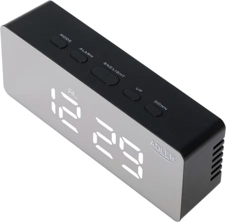 Orë alarmi, Adler, AD 1189, LED me temperaturë dhome, 3 mënyra alarmi, USB + 3xAAA, e zezë