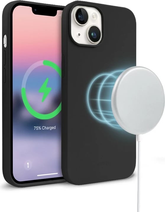 Mbështjellës CRONG Color Cover Magnetic për iPhone 14 / iPhone 13, i zi