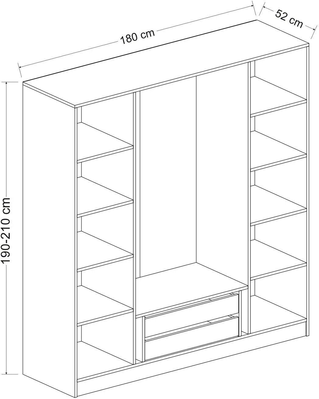 Dollap Skye Decor, ngjyrë antracit, 180x210x52cm, 6 pjesë