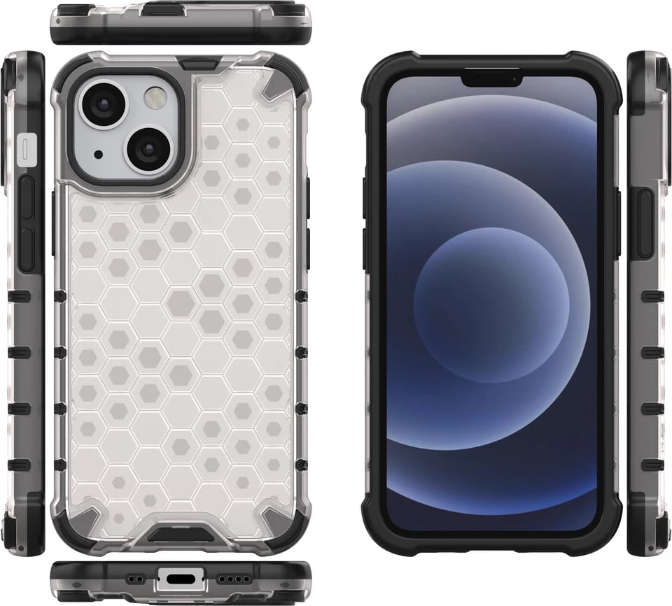 Mbështjellës Hurtel Honeycomb për iPhone 13 mini, transparent