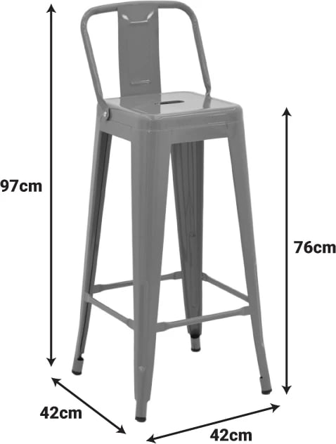 Karrige për bar me mbështetëse Utopia, metalike, ngjyrë e gjelbër, 42x42x97cm