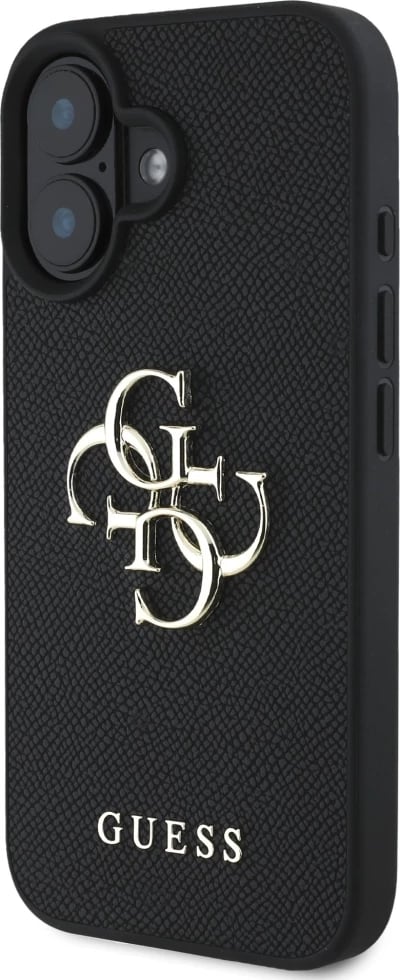 Mbështjellës Guess Grained Big 4G Logo Small Classic Logo për iPhone 16, e zezë Mbështjellës Guess Grained Big 4G Logo Small Classic Logo për iPhone 16, e zezë