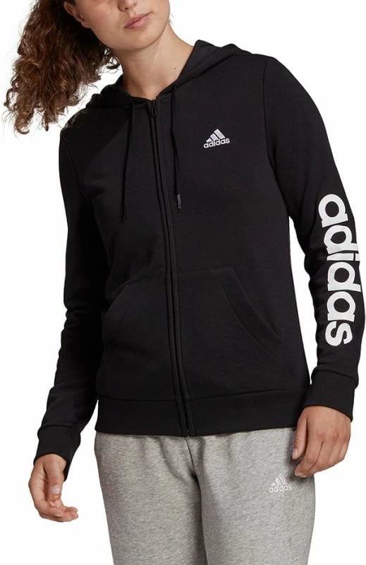 Duks me kapuç adidas për femra, i zi
