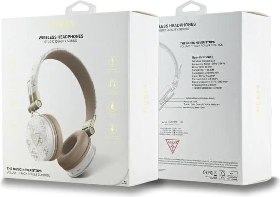 Kufje Guess GUBH70E4PTMH on-ear Bluetooth, 4G Triangle Round Shape, të bardha