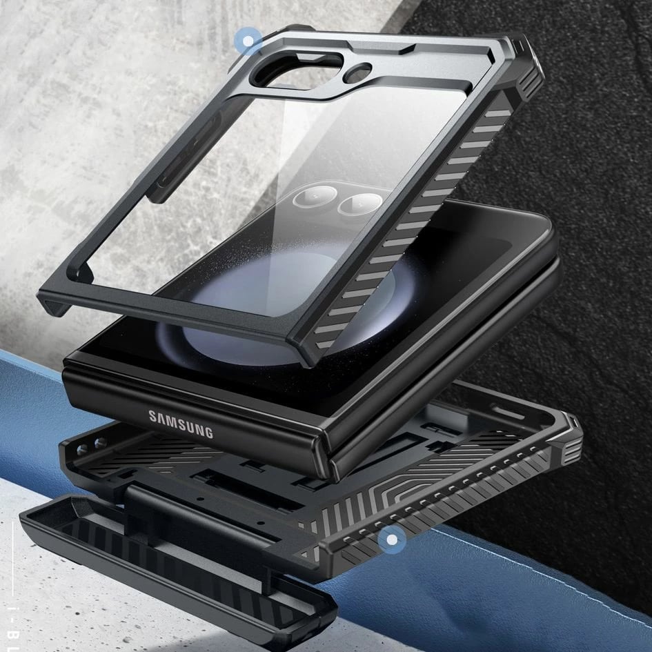 Mbështjellës Supcase ArmorBox për Samsung Galaxy Z Flip 6, i zi, me klip rripi