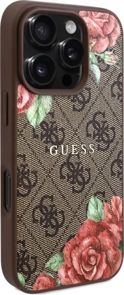 Mbështjellës Guess GUHMP16LP4ROPEMCW për iPhone 16 Pro 6.3", hardcase, MagSafe, kafe
