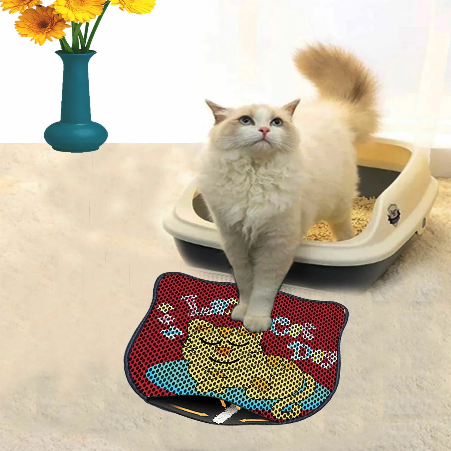 Tapet për rërë mace, shumëngjyrësh, Paws & Whiskers, Kdkafa0203, 40x50cm