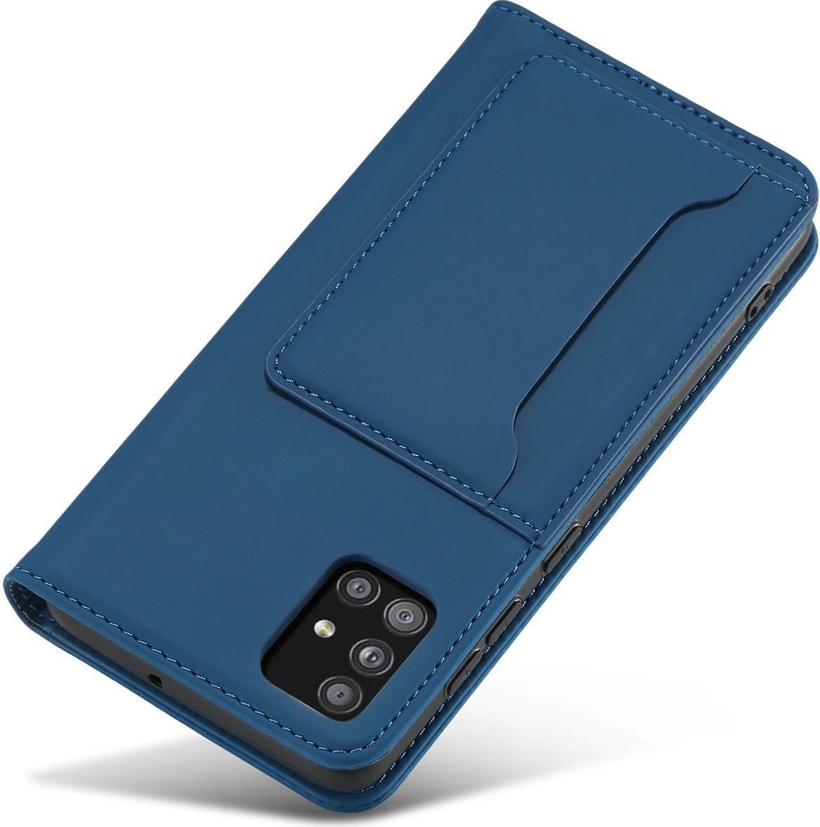 Mbështjellës Hurtel Magnet Card Case për Samsung Galaxy A13 5G, me kapak, portofol dhe mbajtëse, Kaltër