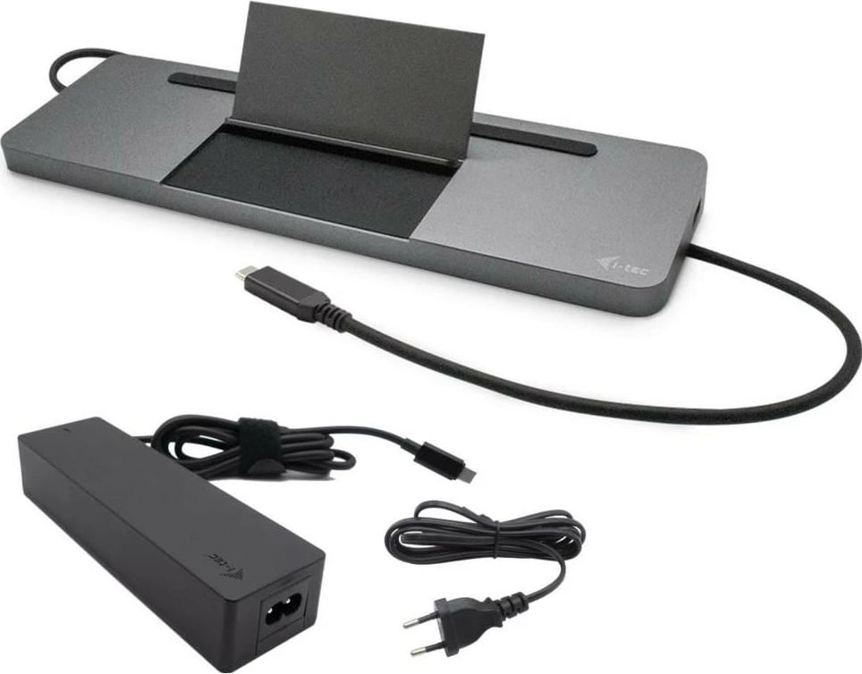 Doking stacion i-tec USB-C Metal Ergonomic 4K 3x Display, DP HDMI VGA LAN Audio, Power Delivery 85W, me karikues universal 100W