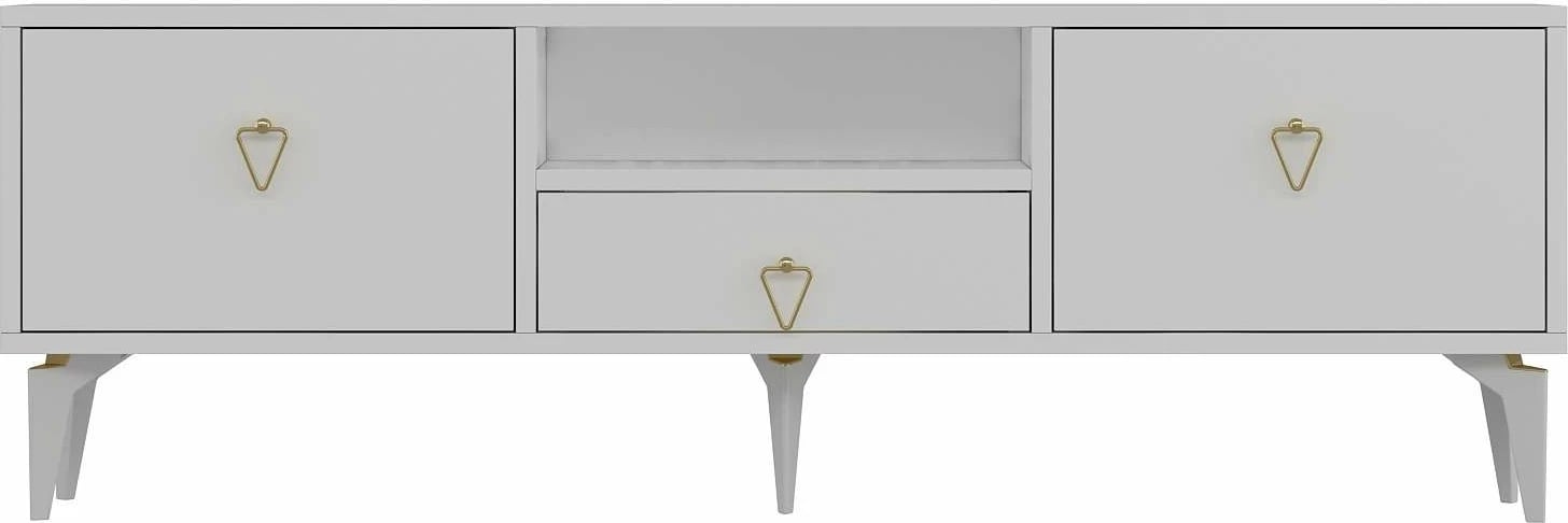 Komodë TV Skye Decor, e bardhë, e artë, 1302-DROP-1